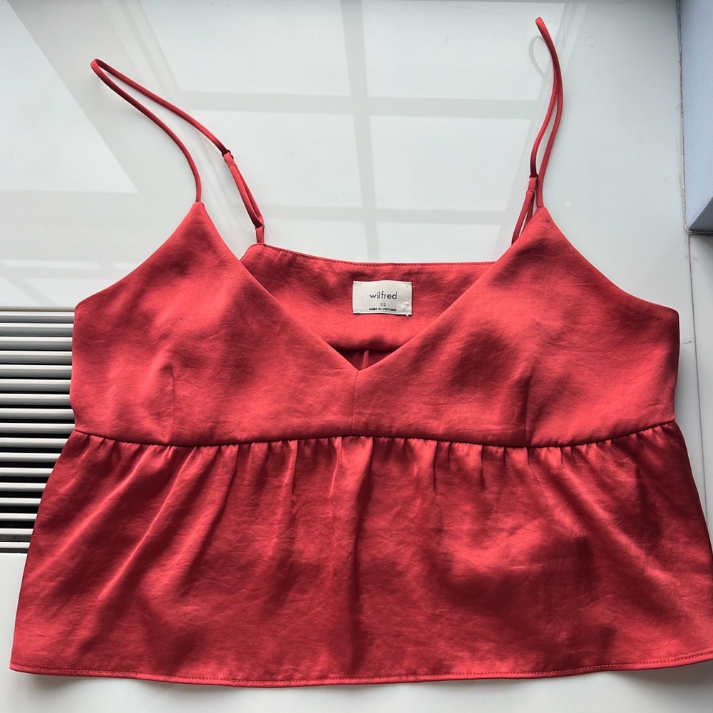 Aritzia Wilfred Lover Satin Camisole (Burnt Orange)